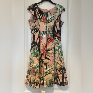 Jax Floral-Print Scuba Fit-and-Flare Dress, Pink/multi, 2